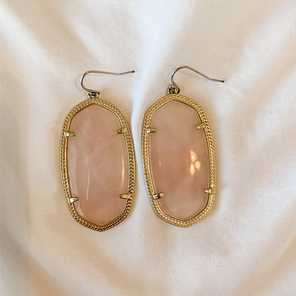 Kendra Scott rose quartz Danielle earrings